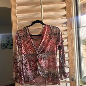Unique Vintage Pink and Brown Paisley Blouse